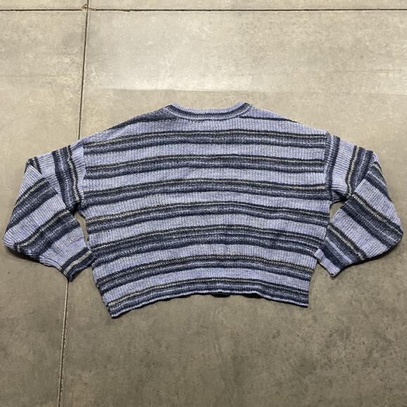 a.n.a A New Approach Sweater Womens 2XL Blue Gray Striped Knit Crewneck Pullover - Picture 6 of 6